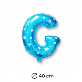 Globo Letra G Foil en Azul con Estrellas 40 cm