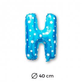 Globo Letra H Foil en Azul con Estrellas 40 cm