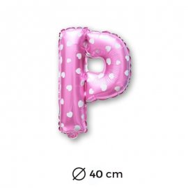 Globo Letra P Foil en Rosa con Corazones 40 cm