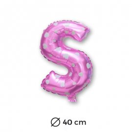 Globo Letra S Foil en Rosa con Corazones 40 cm