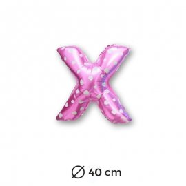  Globo Letra X Foil en Rosa con Corazones 40 cm