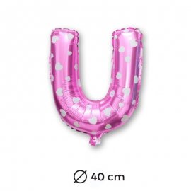 Globo Letra U Foil en Rosa con Corazones 40 cm Globo Letra U Foil en Rosa con Corazones 40 cm