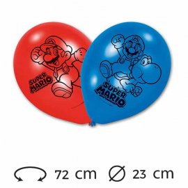 6 Globos 23 cm Super Mario