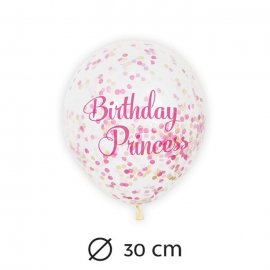 6 Globos con Confeti Princesa 30 cm