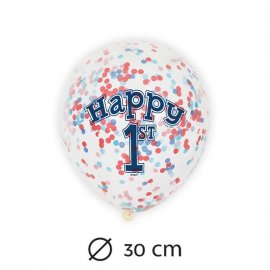 6 Globos con Confeti Primer Año Niño