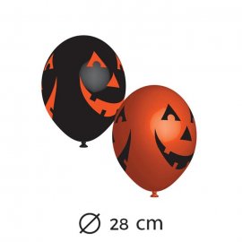 6 Globos Cara Calabaza de Látex