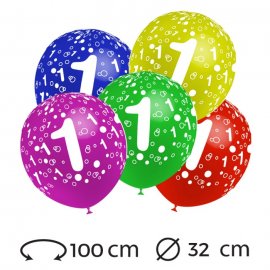 Globos Numero 1 Redondos 32 cm