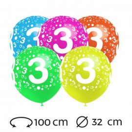 Globos Numero 3 Redondos 32 cm