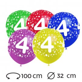 Globos Numero 4 Redondos 32 cm