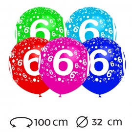 Globos Numero 6 Redondos 32 cm