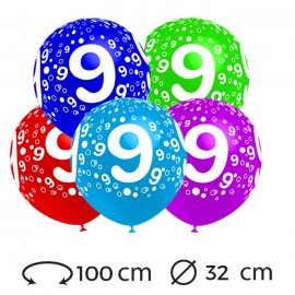 Globos Numero 9 Redondos 32 cm