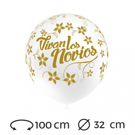 Globos Vivan los Novios Redondos 32 cm