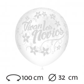 Globos Transparentes Vivan los Novios Redondos 32 cm