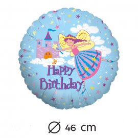 Globo Happy Birthday Hada Foil Redondo 46 cm